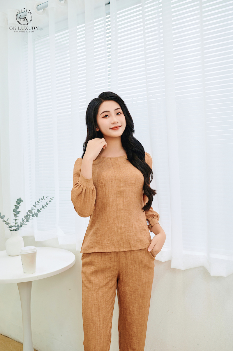 Bộ linen dài tay nẹp trước GK77